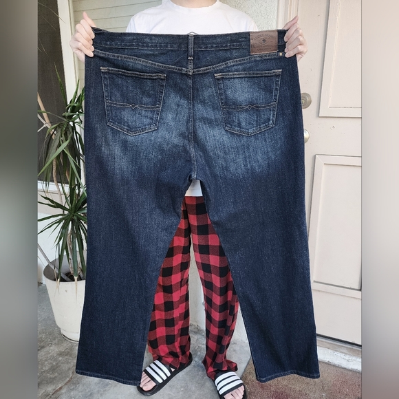 42 men LUCKY BRAND 429 Classic Straight Dark Blue Jean 42x32 -> 42x31 - Picture 7 of 14